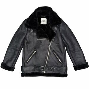 Zara Black Faux Fur Collar Jacket XS